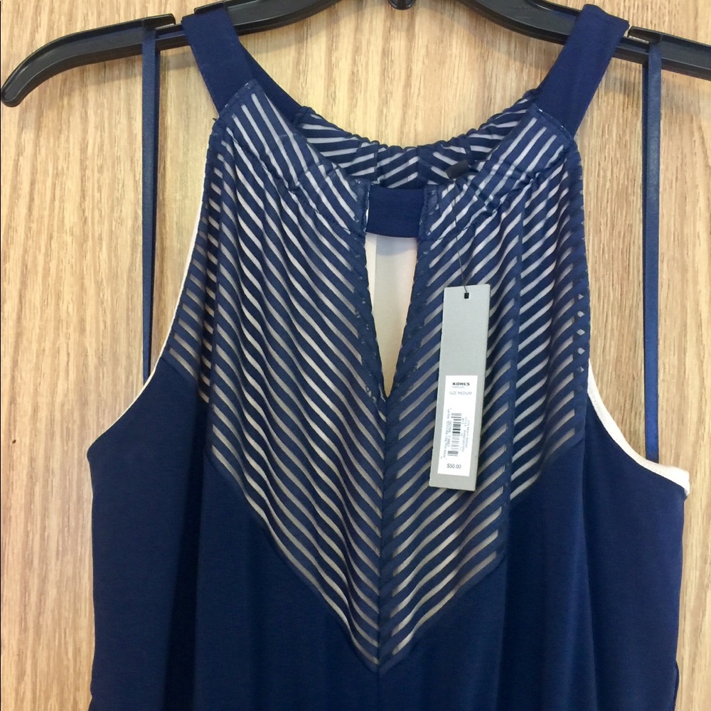 APT 9 Mitre Texture Halter Maxi Dress Blue Size M